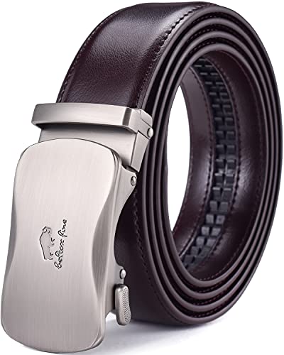 Image of Beltox Men Leather Belt w Slide Ratchet Interchangeable Buckle