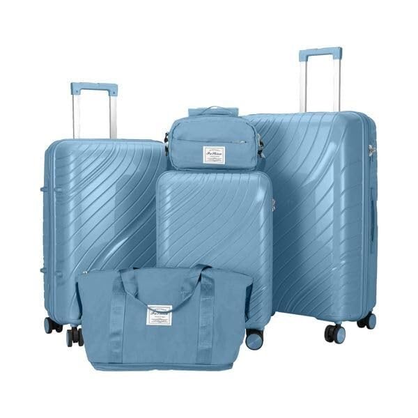 Sky Blue Five-Piece Trolley Case Set - Lightweight & Durable Travel Luggage for Easy Travel