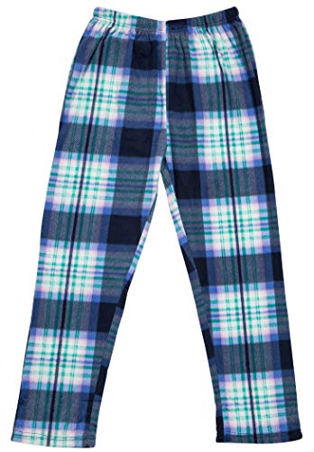 North 15 Girl's Super Soft Fleece Pajama Bottom Lounge Pants-L1326G-Design8-8 Blue-Green