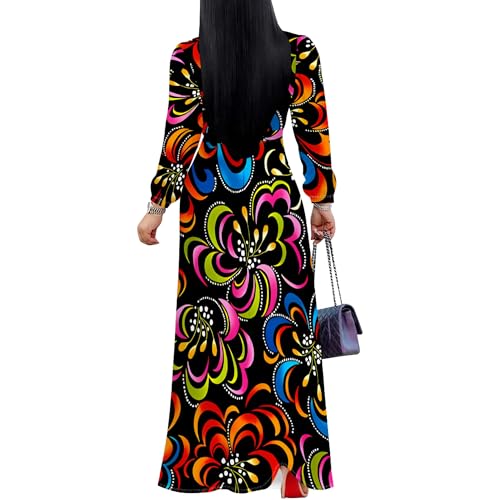 Image of PinkPatty Women's Long Sleeve Maxi Dress Plus Size Trendy Wedding Guest Dress with Pockets&Belt