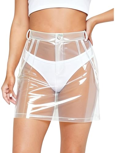 Robe transparente en PVC pour femmes - Mini-jupe plastique ajustée moulante style club