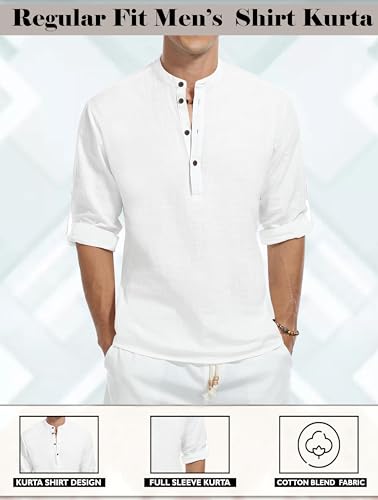 Image of Zombom Men's Kurta || Chinese Collar Long Sleeves || Straight Hip Length Kurtas || Short Kurta for Men || for Festival || Function || Occasion Wear Fancy Kurta for || Best Gifts for Men's