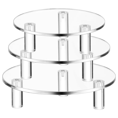 Round Acrylic Display Riser Clear Acrylic Cake Stands Cupcake Stand Cake Holder Countertop Dessert Display Riser for Bakery Appetizer Birthday Wedding Party Baby Shower (3 Pcs 5 6 8)