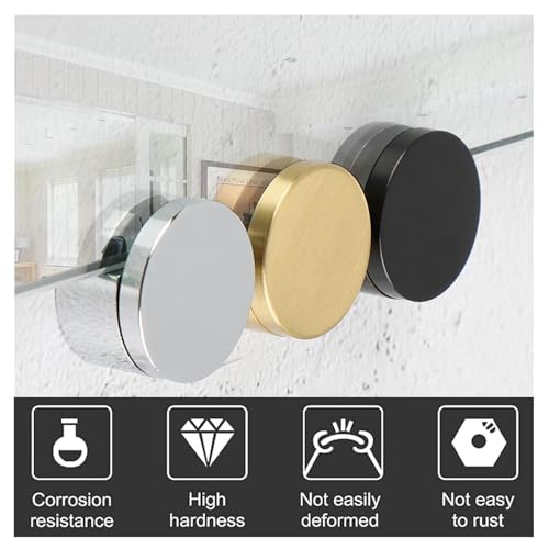 Image of Frameless Mirror Mounting Hardware Kit Zinc Alloy Mirror Holder Clips Round Shape Dual-Screw Fixing Mirror Glass Hanging Bracket with Screws and Anchors Fit for 3-5mm Thickness (Black, Set of 8)