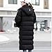 ANUFER Unisex Herren Damen Lang Puffer-Jacke Thermisch Baumwolle Gepolstert Wintermantel mit Abnehmbarer Kapuze SD5A1030 Schwarz 3XL