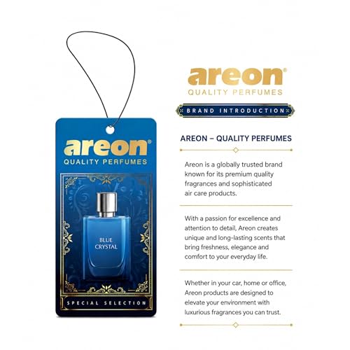 Image of AREON Luxury Blue Crystal SS03 Car Hanging Air Freshener - Premium Vehicle Air Freshener, Long Lasting Car Perfume, Elegant Hanging Fragrance for Interior Odor Control - (Pack of 3)