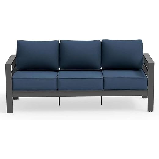 Mann Mart Outdoor Aluminum Patio Sofa 3-Seater