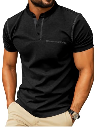 Image of Sailwind Mens Henley Shirts Short Sleeve Summer Casual Classic Cotton T Shirts Pocket Button Shirt