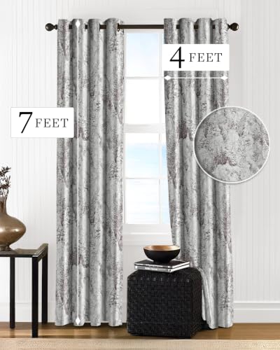 Image of Cloth Fusion Printed 100% Blackout Door Curtains 7 Feet Long Set of 2