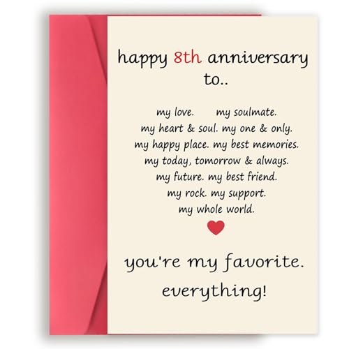 Amorista 8 Year Anniversary Day Gifts for Him Her, Funny 8th Anniversary Cards for Couple Husband Wife, Sweet Eighth Wedding Aday Gifts Ideas Men Women