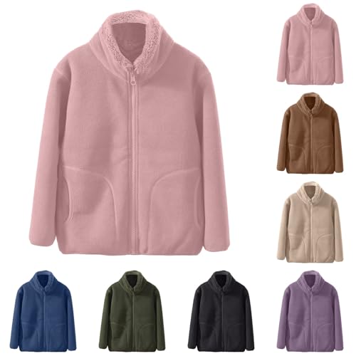 Chaquetas de forro polar con cremallera completa para niños y niñas, forro de sherpa, abrigo de forro polar mullido, ropa de abrigo para niños, gruesa, cálida, resistente al viento, sudadera para