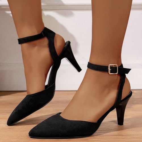 Women's Pointed Toe Pumps Shoes Sexy Closed Toe Slingback Kitten Heels Stiletto Ankle Strap Dress Wedding Party Sandals3