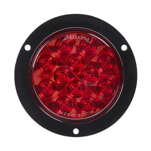 Maxxima Round 4" Red Stop/Tail/Turn with Flange Mount for Trucks and Heavy Duty