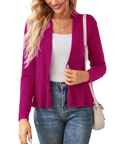 Image of GRACE KARIN Women's Lightweight Peplum Cardigan Sweaters Open Front Cropped Cardigan Long Sleeve Trendy Summer Knit Tops