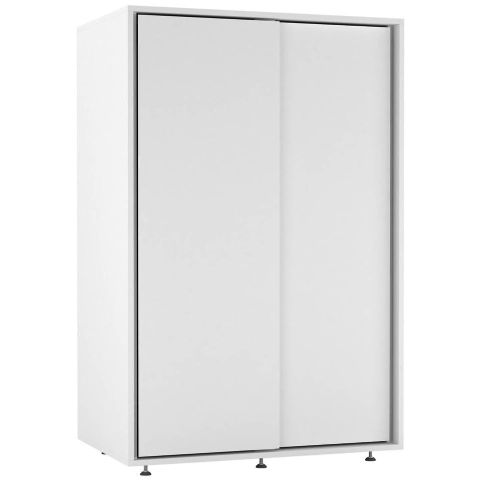 URBNLIVING 120cm 2 Sliding Door Wardrobe Freestanding Bedroom Closet with Hanging Rail & Durable Feet Engineered Wood Storage Cupboard for Kids Room Nursery or Small Spaces