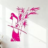 Calcomanías de letras Samurái con espada, guerrero de bambú, hogar 36x38.6cm Removible sin dejar pegamento Rosa roja
