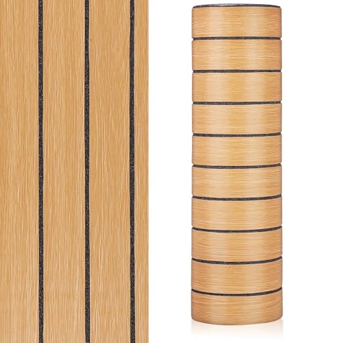 OSALADI Paneles de Pared 3d Autoadhesivos Efecto Madera 40x300 Cm, Revestimiento Decorativo y Aislante Acústico para Interiores, Papel Pintado Texturizado Marrón para Cocina y Baño