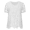 2026 New Chic And Elegant Women's T-Shirt, Women's Short And Wide Tee Shirt, Openwork T-Shirt Floral Tshirt Round Neck Short Sleeve Custom Top Fantasy T-Shirt Top S-5XL, white, XXL #2