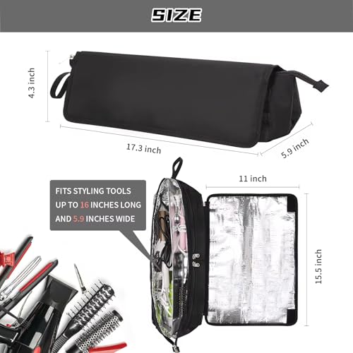 Image of Coslifestore- Hot Hair Tools Travel Bag with Heat Resistant Removable Mat, Hair Accessories Organizer Case, Women Travel Essentials, Storage Pouch for Curling Iron, Straightener, Flat Iron, hair dryer