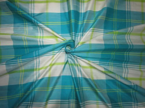 Tissu soie Dupioni bleu ivoire vert citron 152,4 cm pour volumes sans affaissement