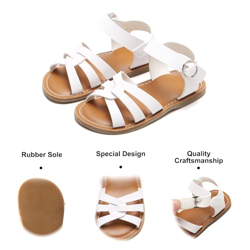 Image of Felix & Flora Toddler Girl Sandals - Little Girl Easter Dress Shoes Lightweight Open Toe Beach Holiday Flats