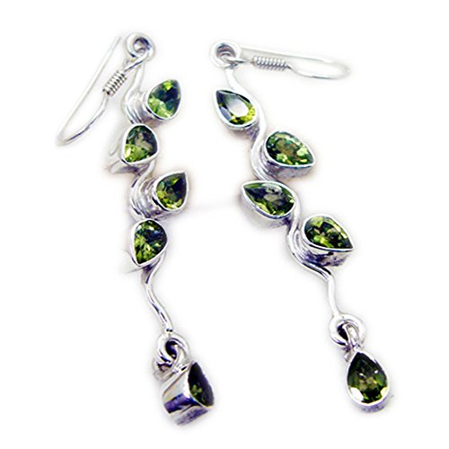 Boucles d'oreilles en péridot naturel et argent 925 fait main