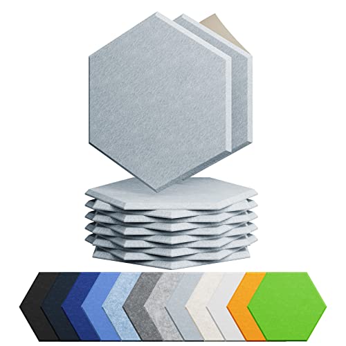 Image of 12 Pack Hexagon Acoustic Panels Self Adhesive Sound Proof Foam(Blue Gray)