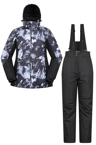 Mountain Warehouse Womens Ski Jacket & Pants Set - Padded Insulation, Snowskirt, Zipped pockets & Adjustable Hood - Best for Autumn, Winter, Outdoors & Travelling Monochrome Women's Size 18