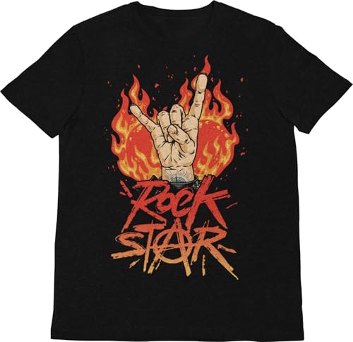 Rockstar Kids T-Shirt for Boys & Girls - Heavy Metal Rock Star Kids Rock T Shirts (5 to 6, Black)