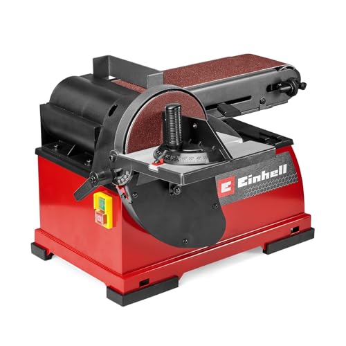 Einhell Stand-Band-Tellerschleifer TE-US 400 (400 W Ø 150 mm Schleifteller 100 x 914 mm Schleifband 348 m/min max. Schleifbandgeschwindigkeit inkl. Zubehör)