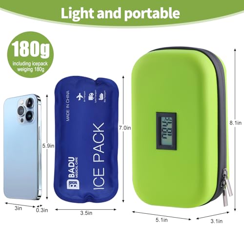Image of Insulin Travel Organizer - TSA Approved Diabetic Medicine Storage Bag with Temperature Display and 2 Cooling Gel Packs (Green)