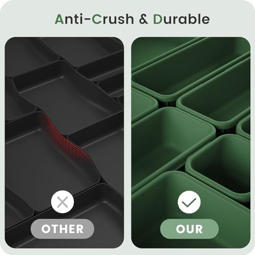 【Military Grade】A-LuGei Drawer Organizer,【𝟱𝗦𝗶𝘇𝗲】Makeup organizer,【Holds 177 Items】Bathroom Organizers and Storage,Organization and Storage,Desk Drawer Organizer for Vanity【Green】 - 5