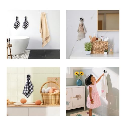 5-teiliges Handtuchhalter-Set ohne Bohren - selbstklebend für Küche und Bad (ABS Silber-schwarz) - Geschirrtuchhalter und Serviettenhalter Geeignet zum Aufhängen feuchter Handtücher oder Tücher