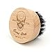 Menesia Boar Bristle Hair Beard Brush for Men, Small and Round Beard Brush, Pocket Travel Men's Wooden Mustache Brush (Skull)