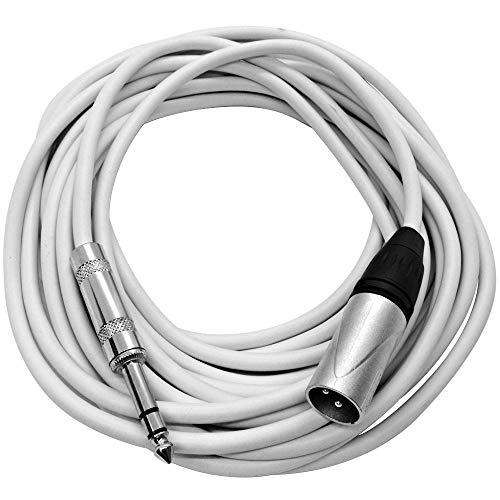 Câble XLR mâle vers TRS 1/4 blanc Seismic Audio cordon de raccordement jack 6.35 équilibré