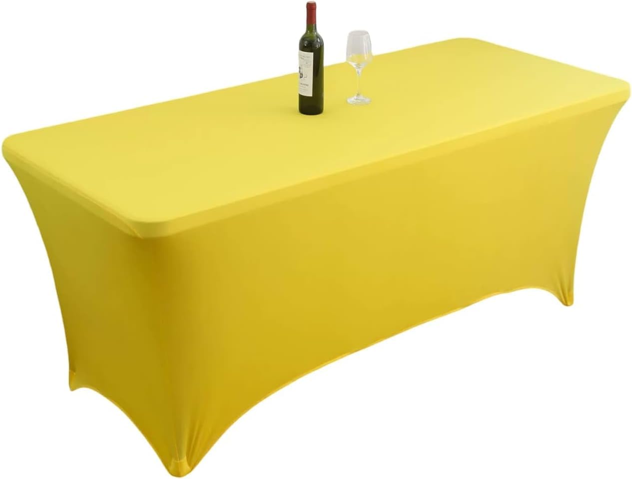 KIJyfgTR Fitted Rectangular Stretch Tablecloth, Ideal For Parties, Events And Banquets(Yellow,4FT 122x76cm)