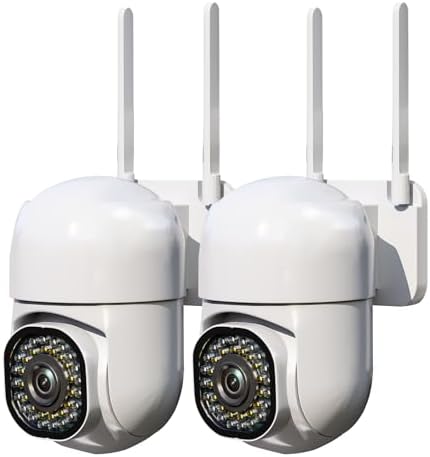 2K Security Cameras Wireless Outdoor, 3MP Cameras for Home Security, 360° Pan & Tilt Surveillance, 2.4 GHz Wi-Fi, 2-Way Audio, AI Detection and Siren, Support Cloud/SD Storage, 2 Pack