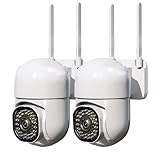 Ayla link 3MP Security Camera Outdoor, 360°Pan-Tilt View, 2K HD Cameras for Home Security, Color Night Vision, AI Detection (2 Pack-9.8 ft USB-C Cable)