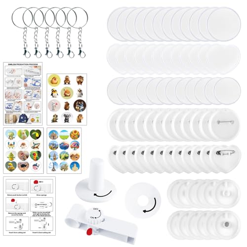 Maquina Hacer Chapas, Máquina para Hacer Insignias de 55 mm 35mm, con 36 Piezas de Plástico y Cortadores Circulares, Máquina para Hacer Botones DIY, para Regalos de Fiesta (Solo accesorio de insignia)