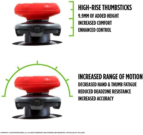 KontrolFreek FPS Freek Inferno for Playstation 4 (PS4) and PlayStation 5 (PS5) | Performance Thumbsticks | 2 High-Rise Concave | Red