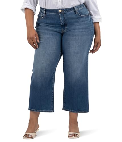 KUT from the Kloth Women's Plus Size Charlotte High Rise Crop Wide Leg with Regular Hem