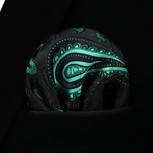 Image of HISDERN Ties for Men Paisley Tie and Pocket Square Woven Classic Floral Mens Ties Handkerchief Set Wedding Party Necktie