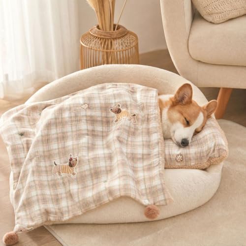 Pet Blanket and Pillow Set Thick and Warm Dog Blanket with Small Pillow | Fluffy Puppy Blanket for Small Dogs Cat Throw Blanket for Couch Bed Winter Pet Supplies Holiday Gifts for Pets Lovers - image 7