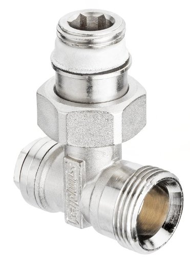 Heizkörper Rücklauf-Verschraubung, Eckform, 1/2 Zoll x 3/4 Zoll AG