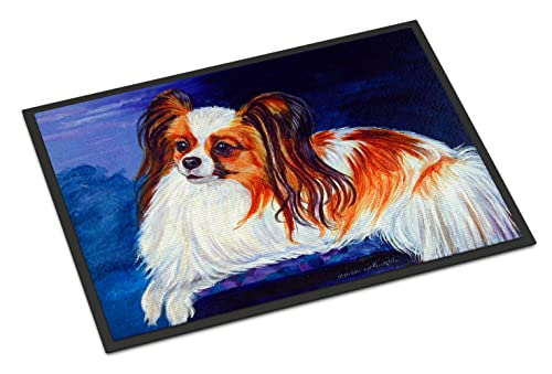 Caroline's Treasures 7127JMAT Papillon Doormat 24x36 Front Door Mat Indoor Outdoor Rugs for Entryway, Non Slip Washable Low Pile, 24H X 36W