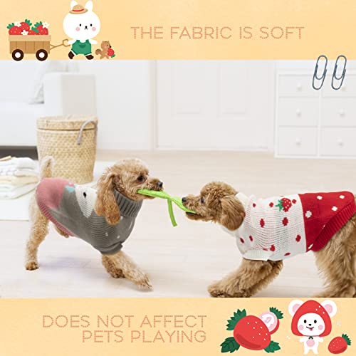 Bwogue 2 Packs Small Dog Sweater Knitted Puppy Sweater Warm Winter Kitten Clothes Cat Sweater Clothes Cute Strawberry And Rabbit Doggie Sweaters For Small Medium Dogs Girls Boys #TOP4