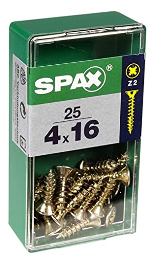 SPAX 0/1203/001/6,0/110/ /01 Caja 25 uds. Tornillo Madera Cab. Plana YELLOX 4,0x16mm, Set de 25 Piezas