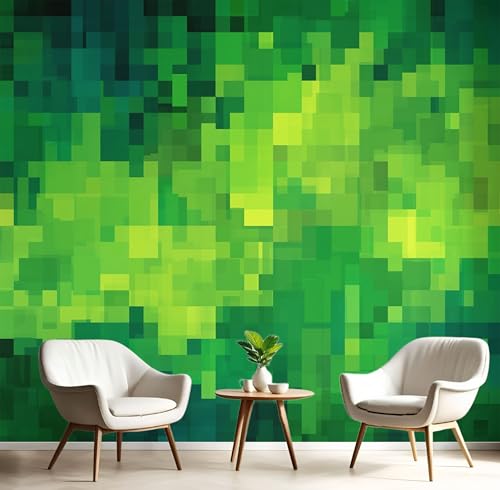 Papier Peint Panoramique Géométrie Abstraite Carrés de Pixels - 2