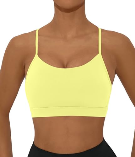 Image of Comper Y Back Sports Bra for Women Low Impact Racerback Workout Bras Sexy Thin Straps Yoga Bras with Removable Pads