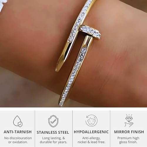 Image of Bamboo Pattern Bracelet for Women | Premium Gold Plated Cuff Bracelet | Minimalist Designer Jewellery for Daily & Party | Gift for Her